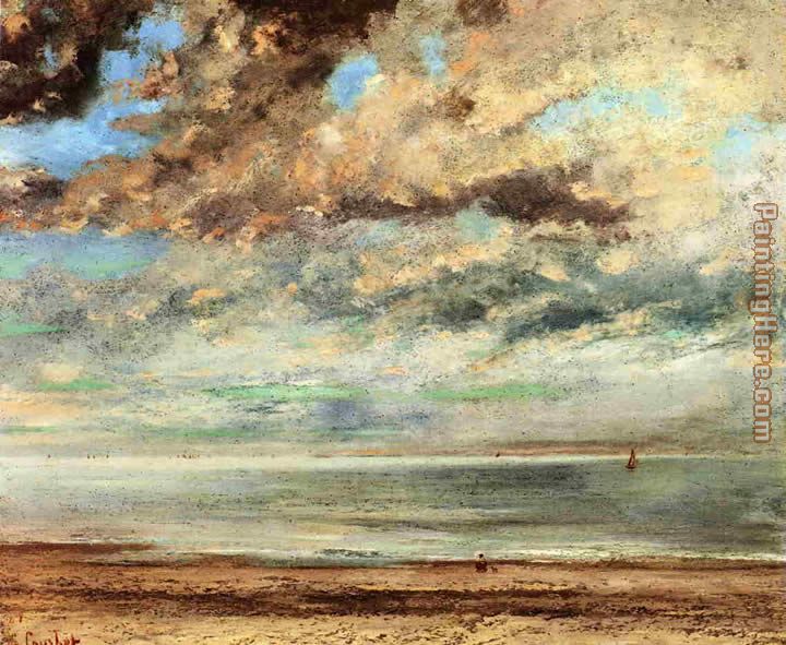The Beach_ Sunset painting - Gustave Courbet The Beach_ Sunset art painting
